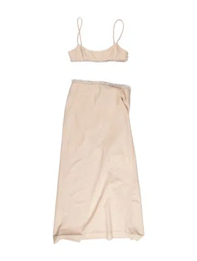 Pre-owned Christopher Esber Wool Studded Accents Skirt Set In Neutral