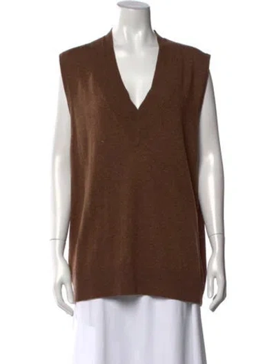 Pre-owned Christopher Esber Wool V-neck Sweater In Brown
