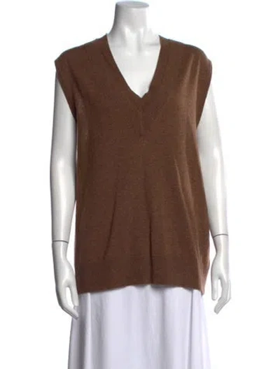 Pre-owned Christopher Esber Wool V-neck Sweater In Brown