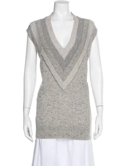 Pre-owned Christopher Esber Wool V-neck Sweater In Gray