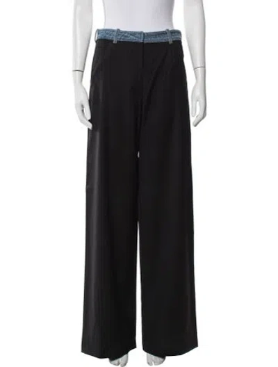 Pre-owned Christopher Esber Wool Wide Leg Pants In Black