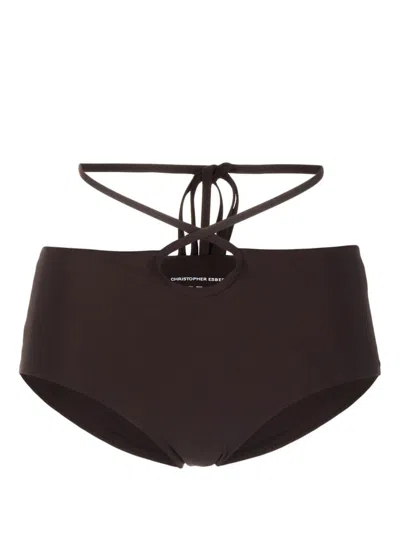 Christopher Esber Looped-tie Bikini Bottoms In Brown