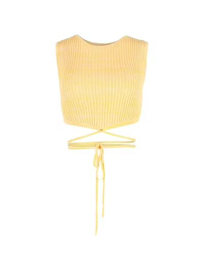 Pre-owned Christopher Esber Wrap-tie Crop Top In Yellow