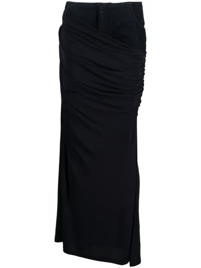 Christopher Esber Wrapped Denim Column Skirt In Ink In Blue