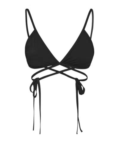 Christopher Esber Wrapped Tie Lycra Bikini Top In Black