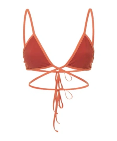 Christopher Esber Wrapped Tie Lycra Bikini Top -  - Women  - Brown - 10 Uk In Burgundy