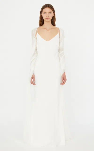 Christopher Esber Wrapped Tulle Silk Shrug In White