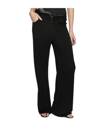 Christopher Esber Yvette Leather Belted Jersey Trousers In Black