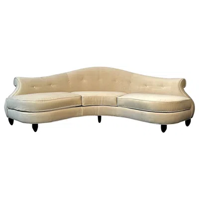 Pre-owned Christopher Guy , Modern, Curved Lafite Sofa, Beige Velvet, Black Wood, 2010s