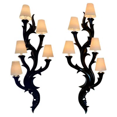 Pre-owned Christopher Guy Pair Of  Opera Wall Sconces In Sand