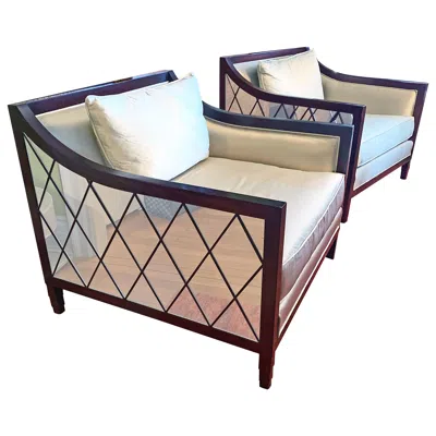 Pre-owned Christopher Guy Pair Of Fabulous Mid Century-influenced Mirrored Chairs By  In Brown