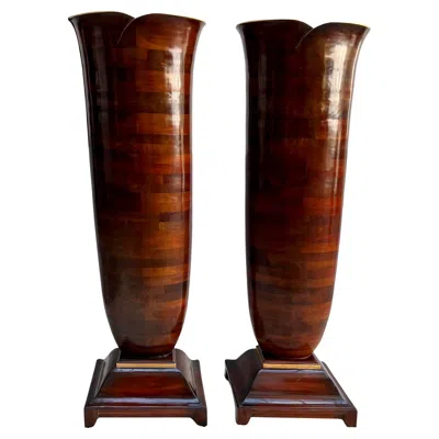 Pre-owned Christopher Guy Pair Of Monumental Vases, , Indonesia, Circa 2000 In Brown