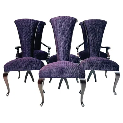 Pre-owned Christopher Guy Set Of 6  “eva” Dining Chairs, 2 Arm & 4 Side, Labeled In Brown