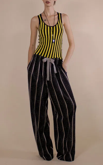 Christopher John Rogers Accordion Rib Scoop Neck Tank In Yellow