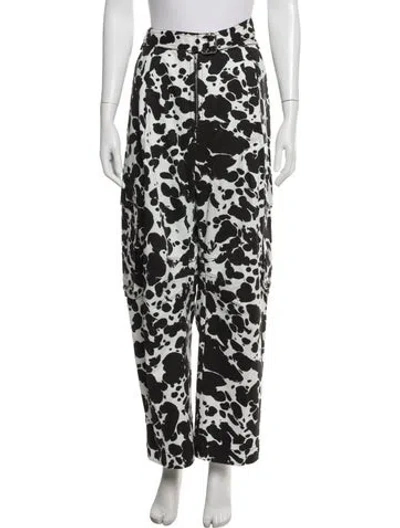 Pre-owned Christopher John Rogers Animal Print Wide Leg Pants In Green