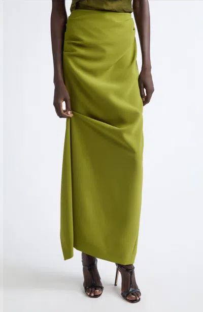 Christopher John Rogers Asymmetric Drape Maxi Skirt In Green