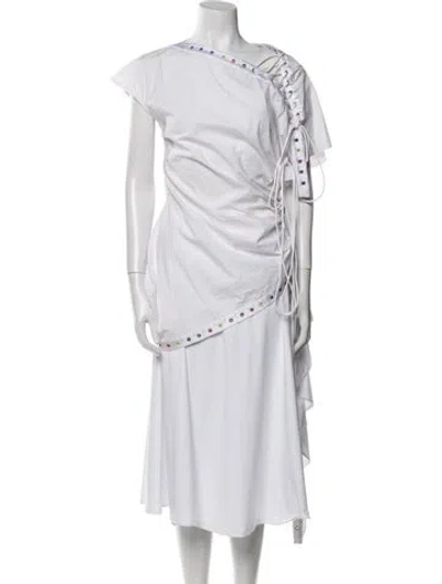 Pre-owned Christopher John Rogers Asymmetrical Short Sleeve Tunic In White