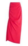 Christopher John Rogers Aysmmetric Knit Maxi Skirt In Pink