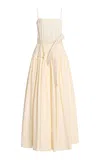 Christopher John Rogers Belted Inside-out Babydoll Cotton Maxi Dress In Gold