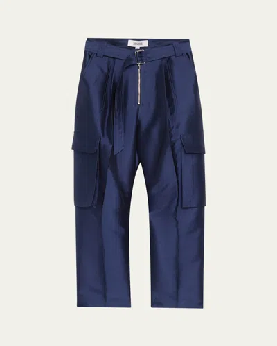 Christopher John Rogers Belted Wool-blend Cargo Pants In Caviar