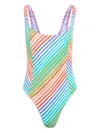 Christopher John Rogers Bias Crayon Striped Swimsuit In Multi