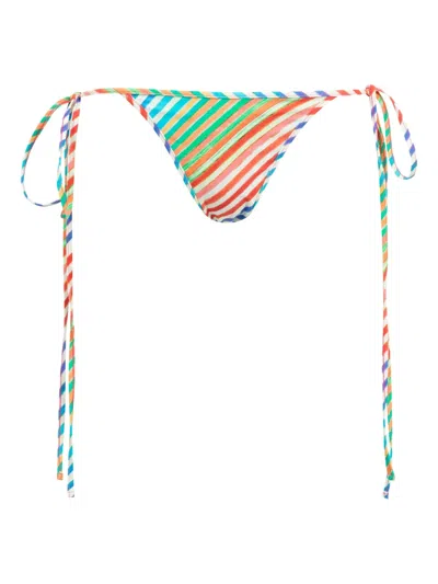 Christopher John Rogers Bias Crayon Striped Tie-side Bikini Bottom