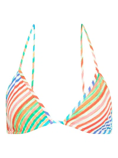 Christopher John Rogers Bias Crayon Striped Triangle Bikini Top In Multi