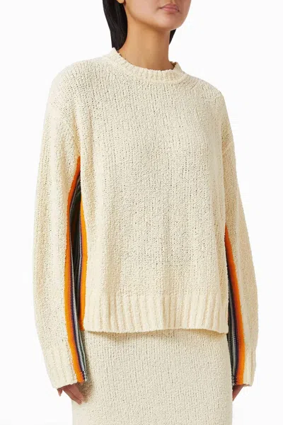 Christopher John Rogers Boucle Relaxed Crewneck Sweater In Buttermilk In Neutral