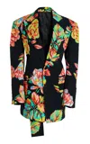 Christopher John Rogers Cinched Printed Cotton Blazer In Multi