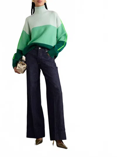 Christopher John Rogers Colorblock Brushed Oversized Sweater In Arsenic Multi