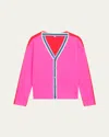 Christopher John Rogers Colorblock Convertible Wool Cardigan In Hibiscus Multi