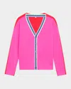 Christopher John Rogers Colorblock Convertible Wool Cardigan In Hibiscus Multi