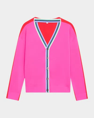 CHRISTOPHER JOHN ROGERS COLORBLOCK CONVERTIBLE WOOL CARDIGAN