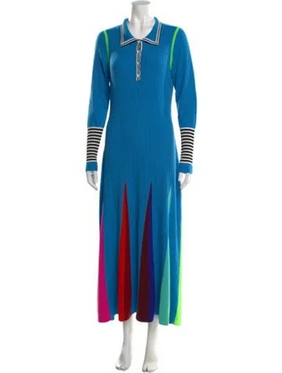 Pre-owned Christopher John Rogers Colorblock Pattern Long Dress In Blue