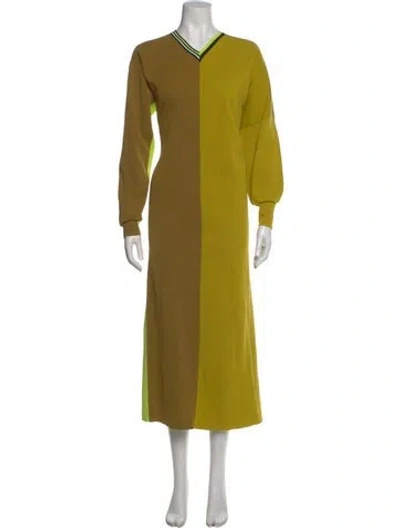 Pre-owned Christopher John Rogers Colorblock Pattern Long Dress W/ Tags In Green