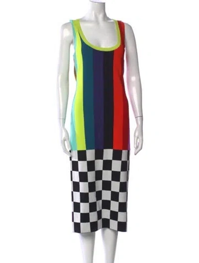 Pre-owned Christopher John Rogers Colorblock Pattern Midi Length Dress In Black