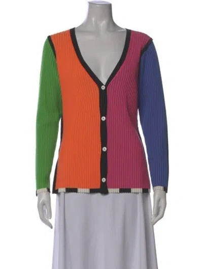 Pre-owned Christopher John Rogers Colorblock Pattern V-neck Sweater In Multi