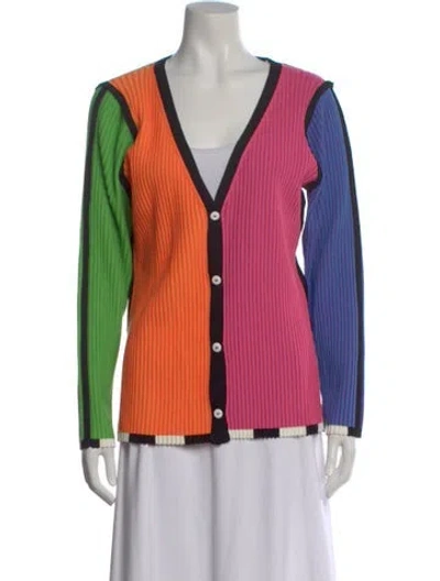 Pre-owned Christopher John Rogers Colorblock Pattern V-neck Sweater In Multi