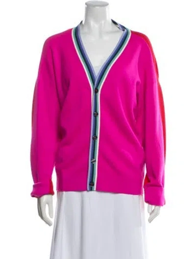 Pre-owned Christopher John Rogers Colorblock Pattern V-neck Sweater In Pink