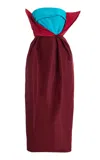 Christopher John Rogers Strapless Color-block Silk-taffeta Gown In Burgundy