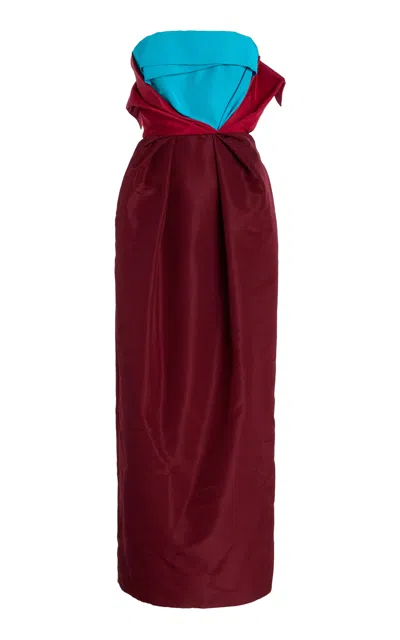 Christopher John Rogers Colorblocked Silk Tulip Gown In Multi