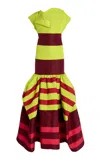 Christopher John Rogers Colorblocked Silk Umbrella Gown In Multi