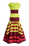 Christopher John Rogers Colorblocked Silk Umbrella Gown In Multi