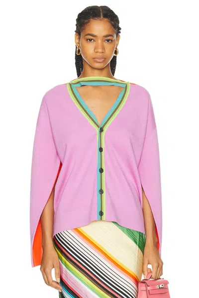 Christopher John Rogers Convertible Colorblock Knit Cardigan In Taro