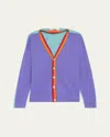 Christopher John Rogers Convertible Colorblock Cutout Wool Cardigan In Nepeta Multi