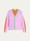 Christopher John Rogers Convertible Colorblock Knit Cardigan In Taro Multi