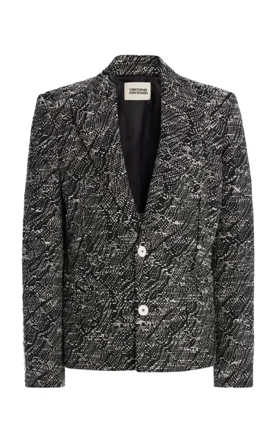 Christopher John Rogers Cotton-blend Slub-jacquard Relaxed Blazer In Multi
