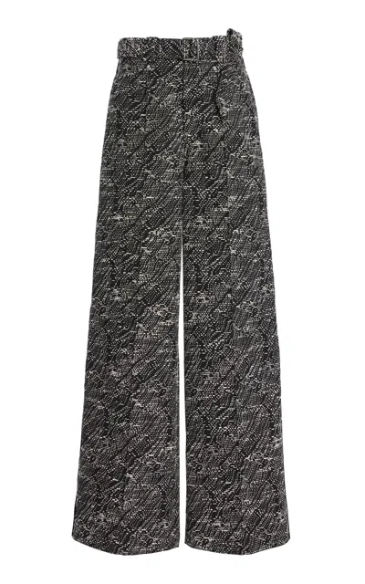 Christopher John Rogers Cotton-blend Slub-jacquard Wide-leg Trousers In Multi