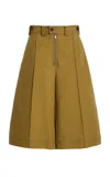 Christopher John Rogers Cotton Culotte Shorts In Green