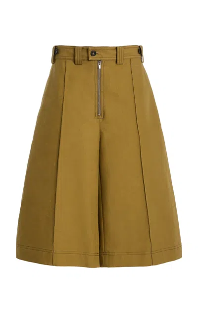Christopher John Rogers Cotton Culotte Shorts In Green